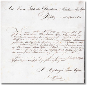Korešpondencia s Bratislavskou sporiteľňou z roku 1844
