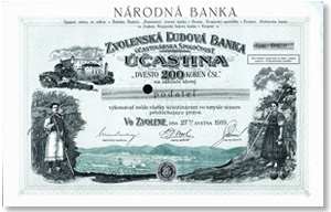 Akcia s predošlými názvami banky z roku 1919