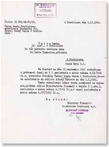 List Ministerstva financií SR z roku 1942
