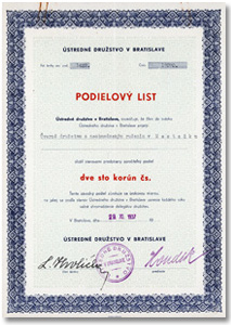 Podielový list z roku 1937