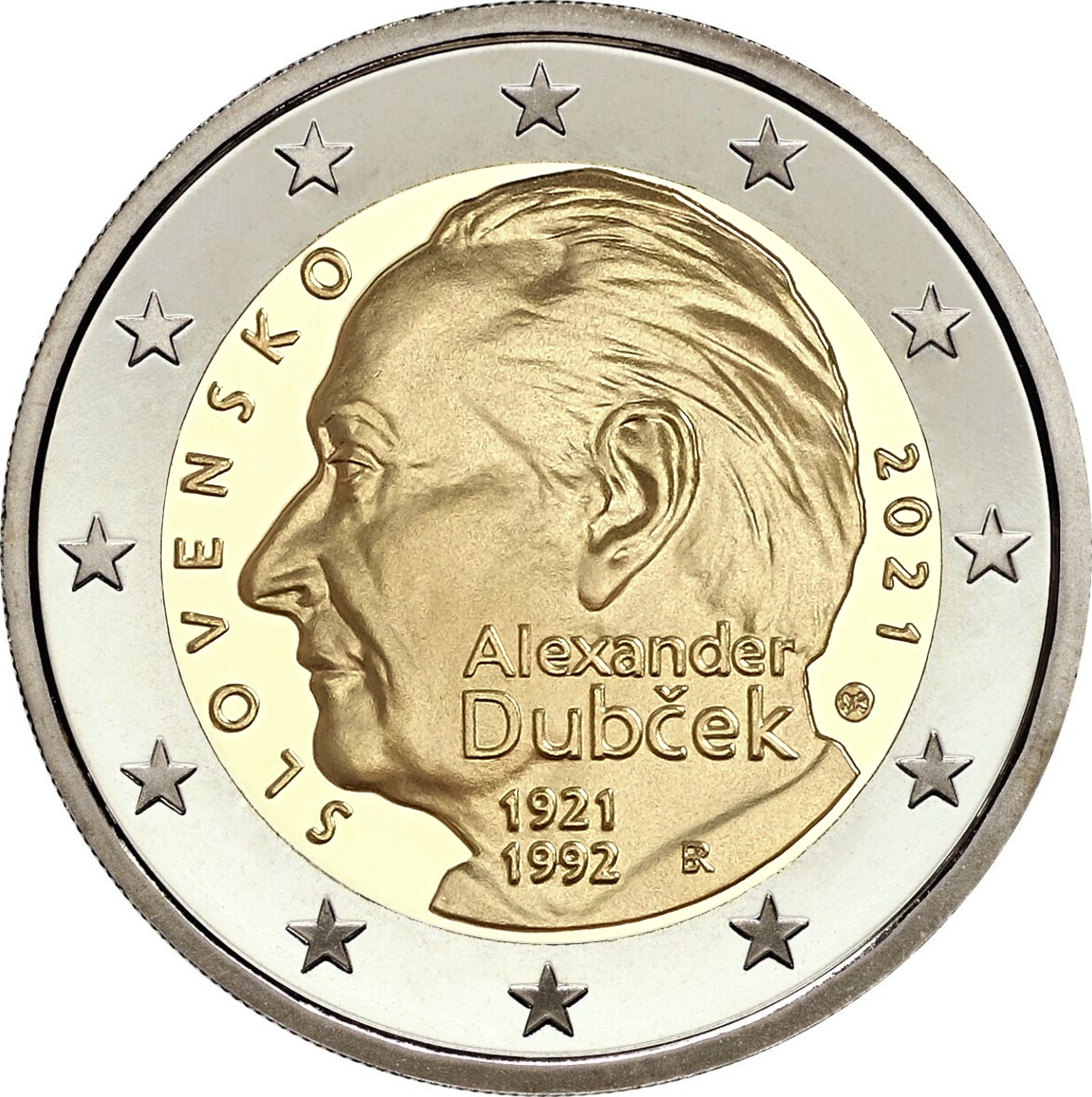 The national side of the commemorative euro coin